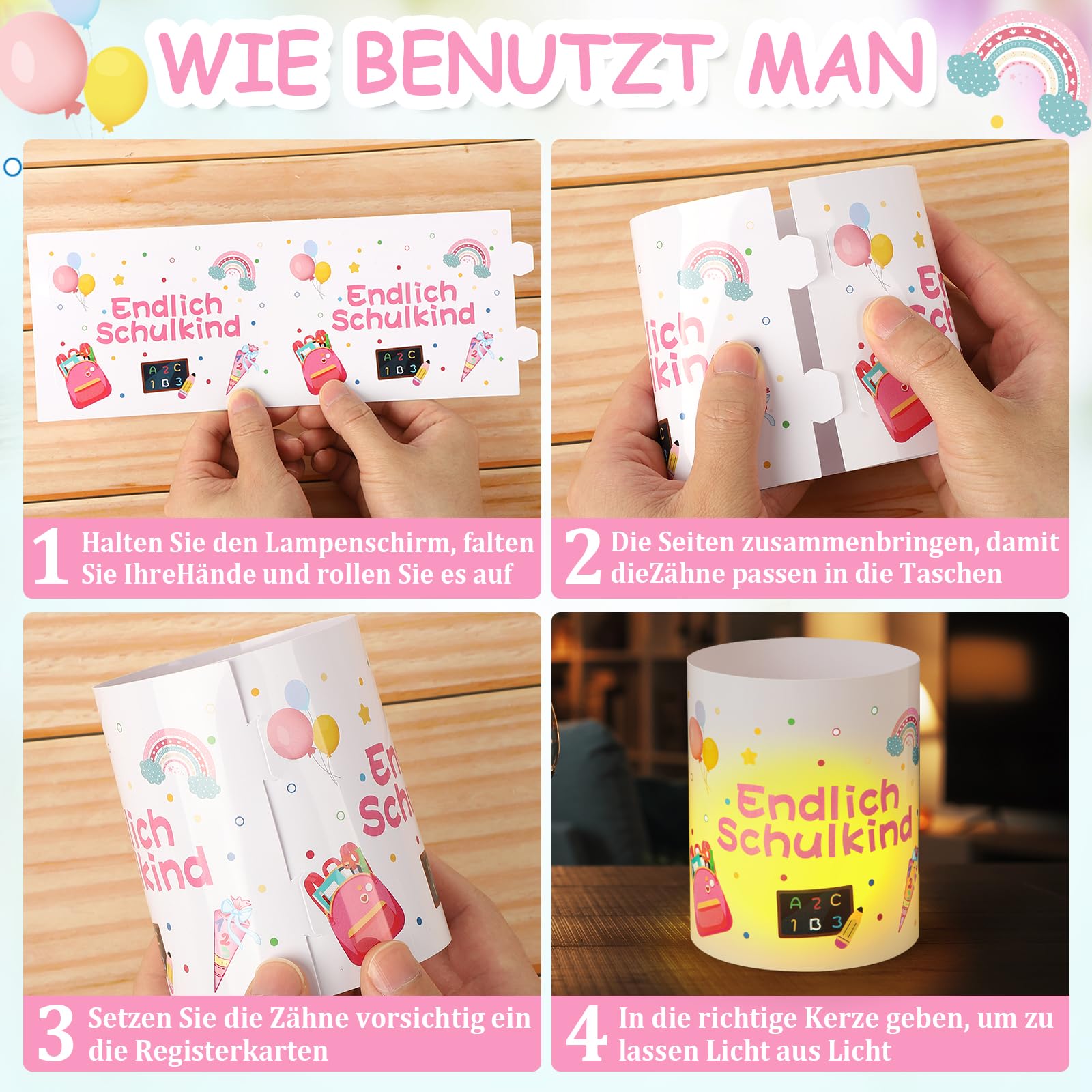 Pack of 12 Tea Light Holders Table Decoration for First Day of School Girls Lantern Table Light Decoration - Image 3