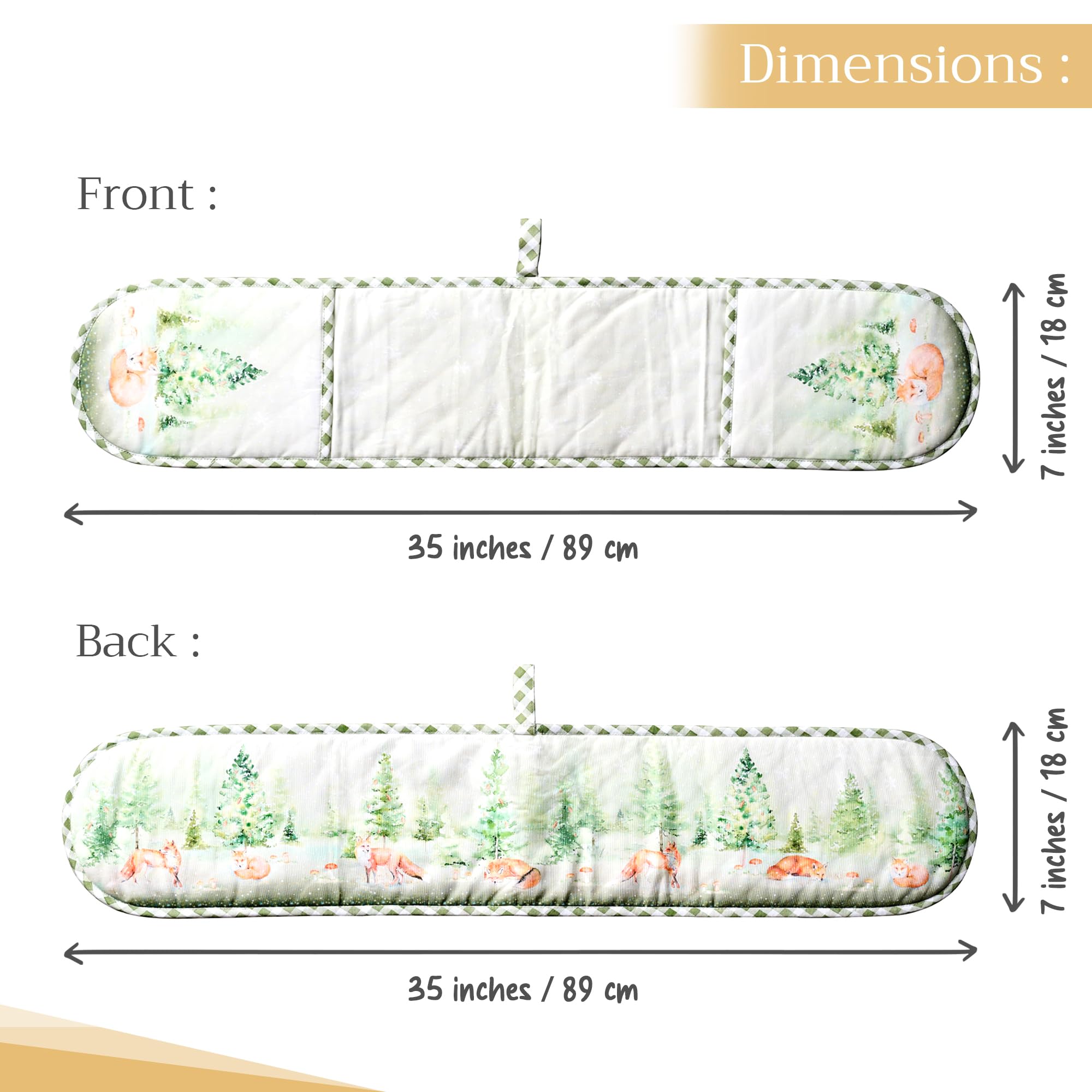 Maison d' Hermine Double Oven Mitt (18 cm x 89 cm) 100% Cotton Heat Resistant BBQ Cooking Gloves with Loop for Christmas Decorations Baking Cooking Barbeque Handling Hot Pan (Winter Mornings) - Image 2