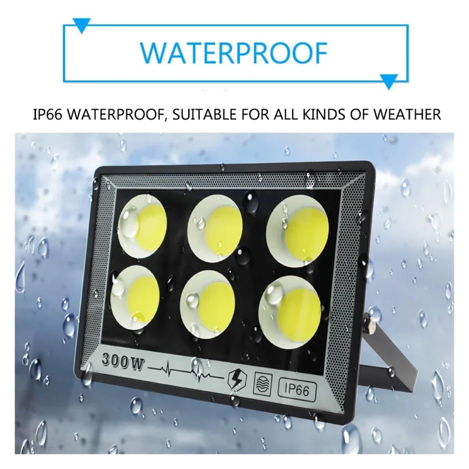 Proyector exterior, 5 focos LED de 50/100W/200W/300W/400W/500W, IP65, impermeables, for exteriores, for jardín y calle.(50W warm light)