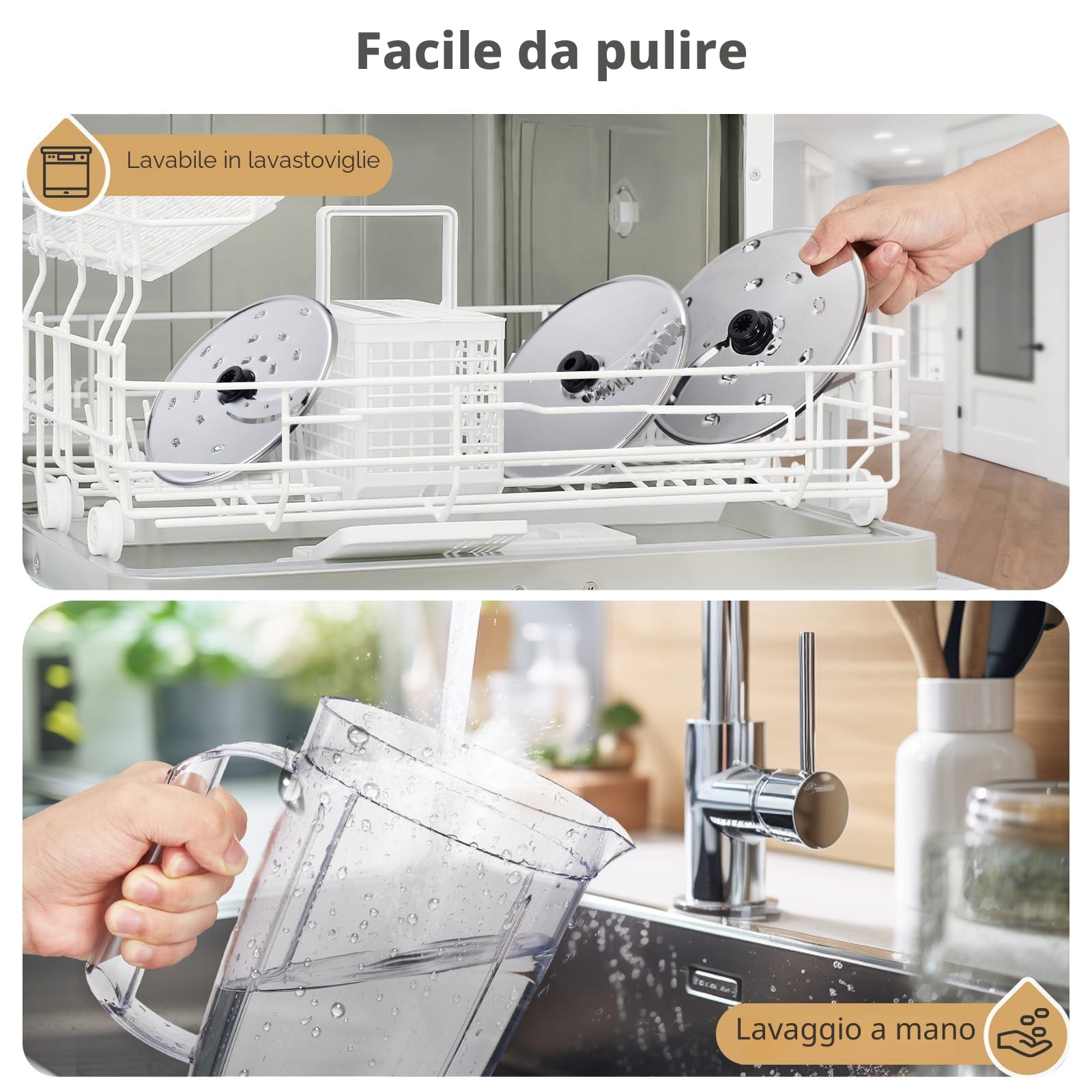 YASHE Robot da Cucina Multifunzione, 2,5L Ciotola & 1,5L Bicchiere Frullatore, Mixer, Grinder, Estrattore di Succo, Impastatrice, Affettatore & Grattugia, 3 Velocità + Pulse, Blocco di Sicurezza