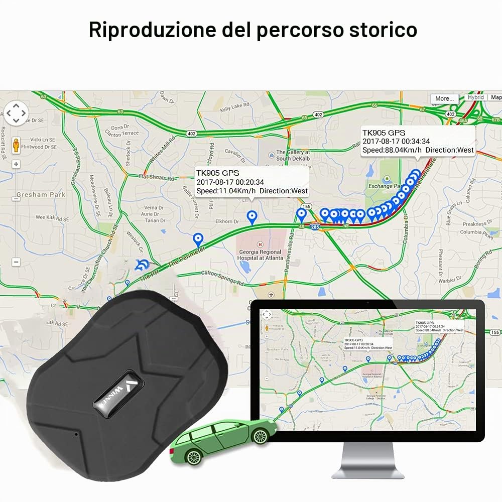 Winnes 4G GPS Tracker Localizzatore GPS per Auto con SIM Integrata Magnetico Batteria 5000mAh Impermeabile IP65 Anti-Furto,Geo-Fence, App Tracking in Tempo Reale,Basso Canone Mensile