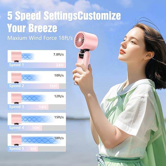 Stay Cool on the Go! ☀️ Portable Handheld Fan with 24hr Battery