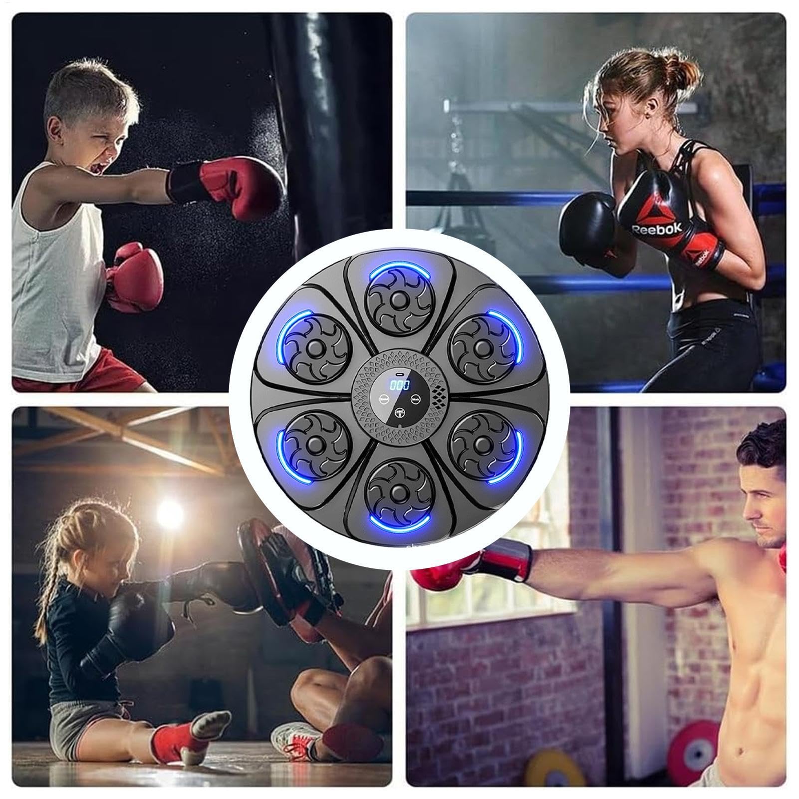 Muzyczna maszyna do boksu, inteligentny trener, naścienna maszyna do treningu fitness, interaktywne podkładki do ćwiczeń z diodami LED, do domu, czarna