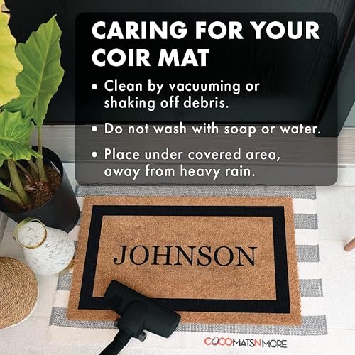 Miniatura 9 de COCO MATS 'N MORE Tapete de fibra de coco personalizado (14 x 22 pulgadas, negro) Tapete de bienvenida con respaldo de vinilo  Cerdas de coco