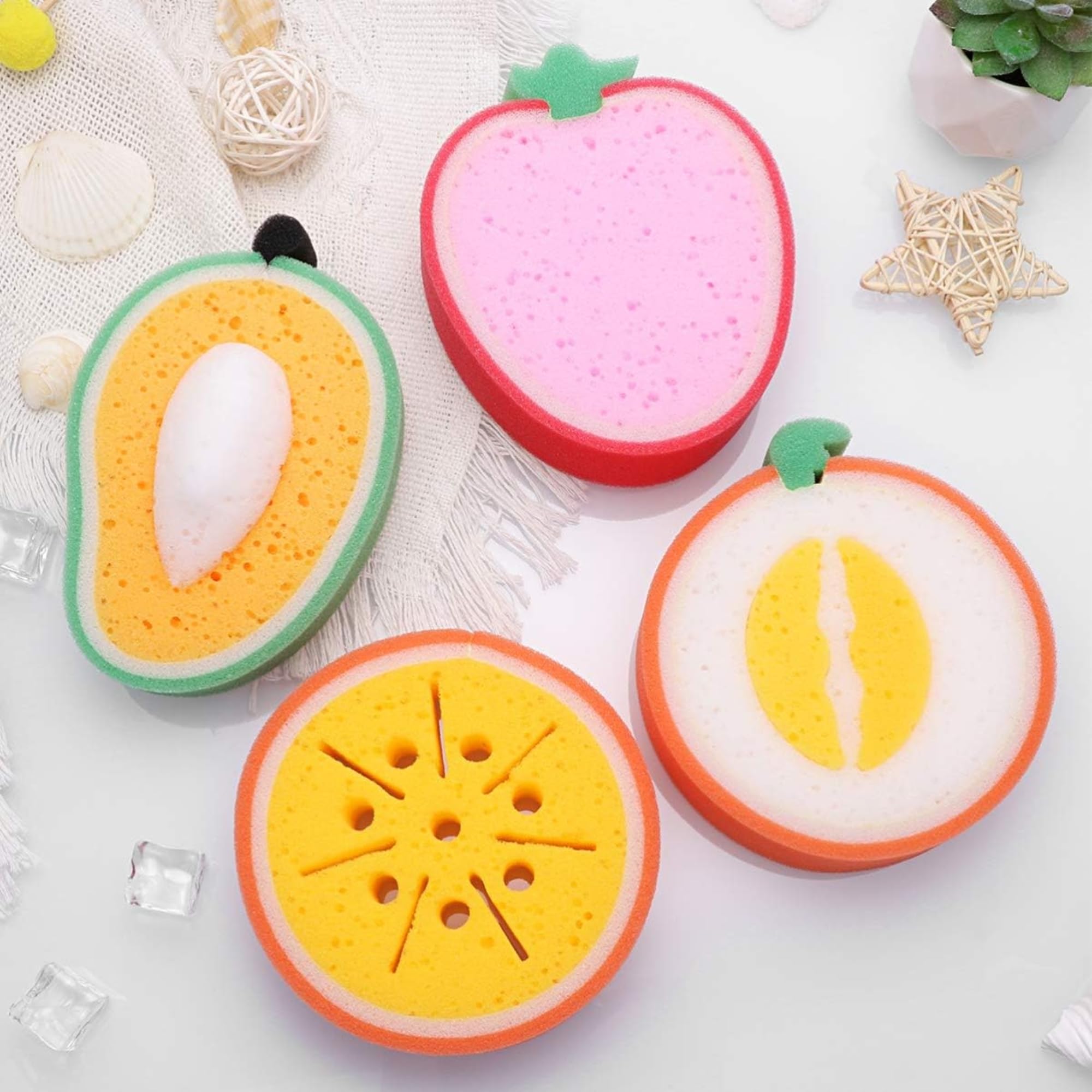 Paper Moon Soft Foam Fruit Shape Bath Shower Sponge Loofah for Baby Bath, 1pc - Design May Vary-image-40
