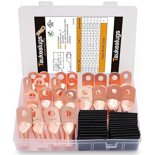 Miniatura 5 de Terminales de cable de batería de alambre de cobre, extremos de terminales de calibre 10 20 40, conectores de terminal de anillo de crimpado 516 38