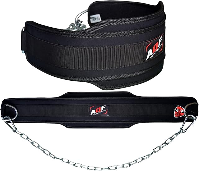 AQF Heavy Duty Dipping Belt with Adjustable 36 inches Stainless Steel Chain for Bodybuilding Weight lifting Weighted Chin Pull-Ups  6 wide Neoprene Back Support Dip Belt