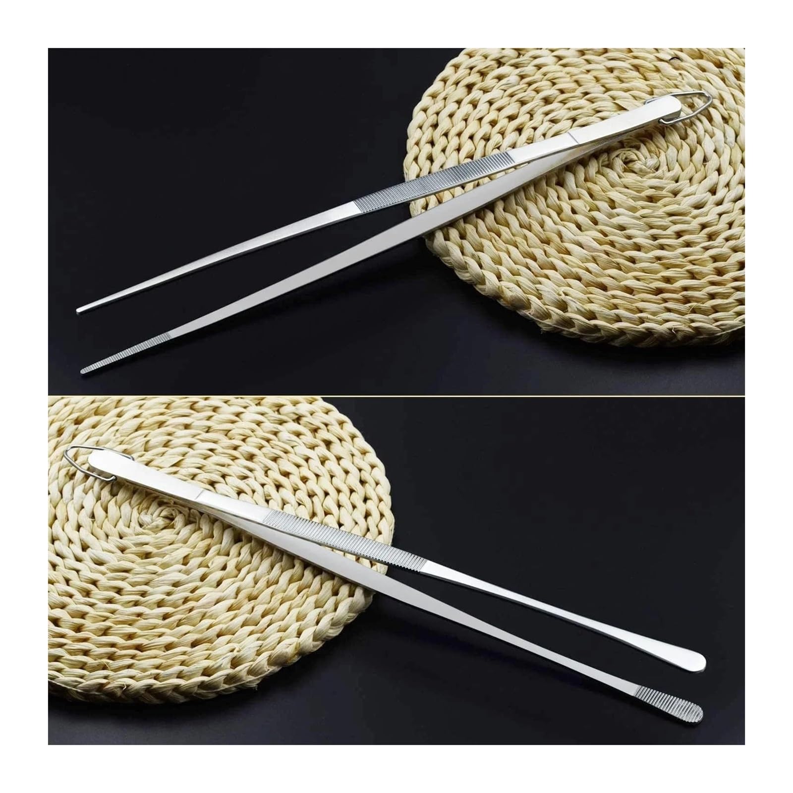 Pinzas para Barbacoa, Pinzas de Cocina for Barbacoa, 2 Piezas, 12 Pulgadas, Pinzas Finas, Pinzas de Cocina de Acero Inoxidable extralargas, Accesorios de Cocina
