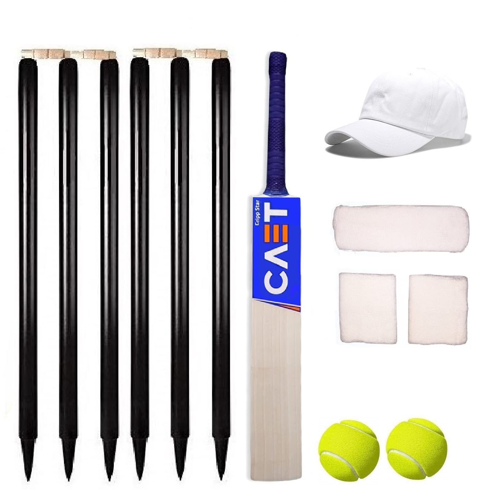 TT Popular Willow Cricket Kit with 2 Tennis Ball, 4 Bails, 6 Wicket Black, 1 Bat, Hand and Fore Head Band and Cap 2 Tennis Ball Green Colour (B08ZM1XMHM) Amazon Price History, Amazon Price Tracker