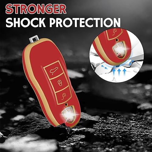 Miniatura 6 de WORCAS Funda protectora inteligente para llavero compatible con Porsche Boxster Turbo Cayenne Panamera Macan Cayman 911 llave inteligente sin llave