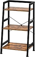 Industrial 3-Tier Ladder Bookshelf with Steel Frame - Rustic Brown & Black Bookcase for Living Room, Bedroom, Office