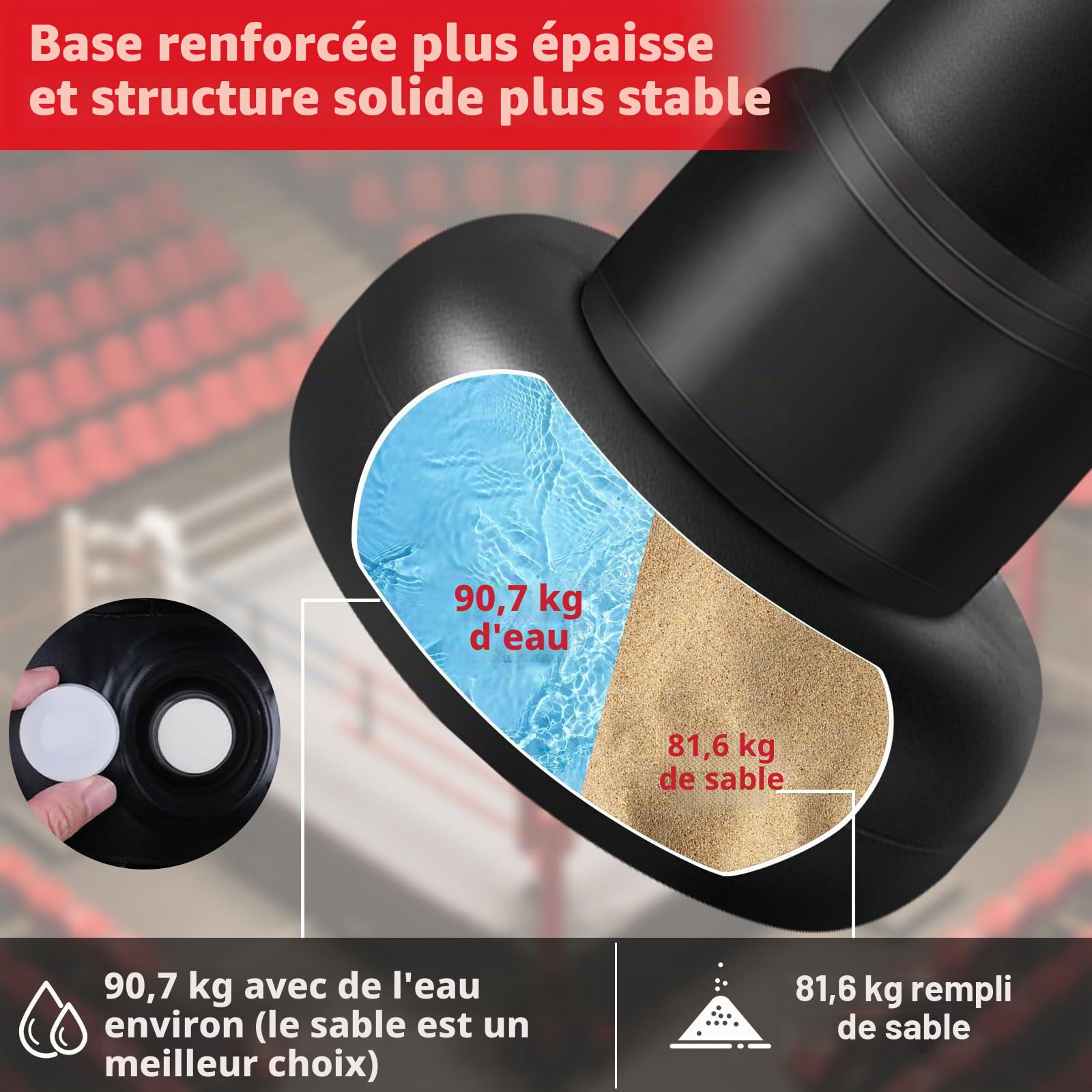 Sac de Frappe sur Pied Gonflable pour Adulte, Qoosea Punching Ball avec Gants et Pompe à Air, Sac de Boxe pour Entraînement de Kickboxing, MMA Karaté Fitness Taekwondo Idéal Cadeau