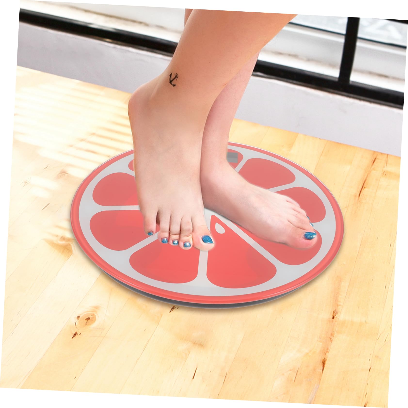 CALLARON Báscula Digital 180kg de Peso Corporal Forma de Sandía, Portátil y Ligera, Sensor de Alta Precisión, Vidrio Templado