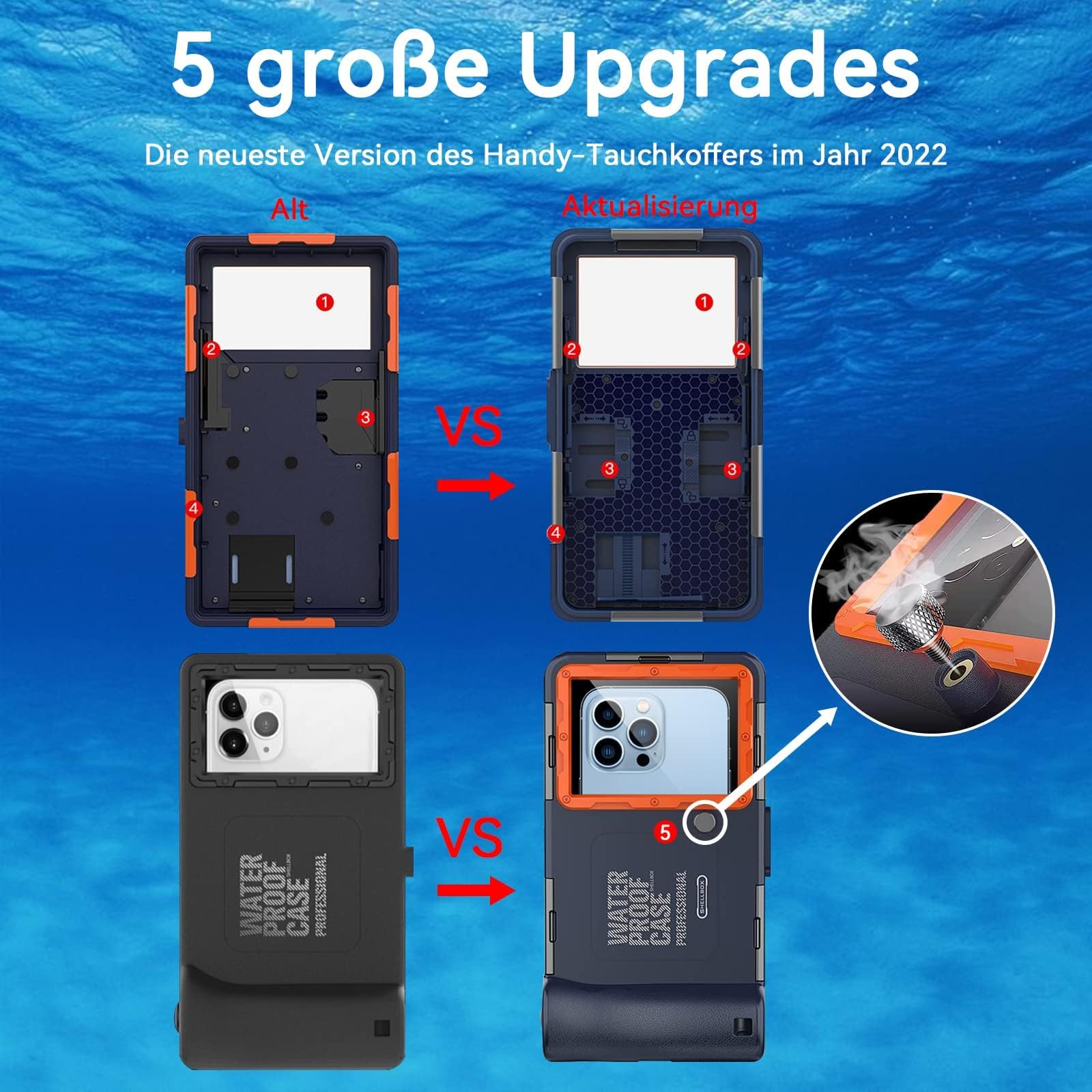 NLR FUN Custodia Impermeabile Universale Per Telefoni Fino A 6,9'' – 5m Profondità, Touch Funzionante, Con Pompa Autotest E Cordinolo (Piscina, Spiaggia) - 3