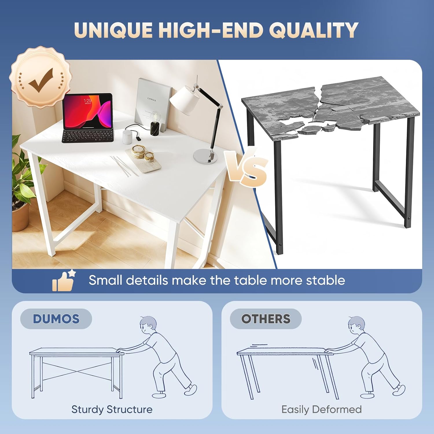 DUMOS 32 Inch Office Small Computer Desk Modern Simple Style Writing Study Work Table for Home Bedroom - Wood White