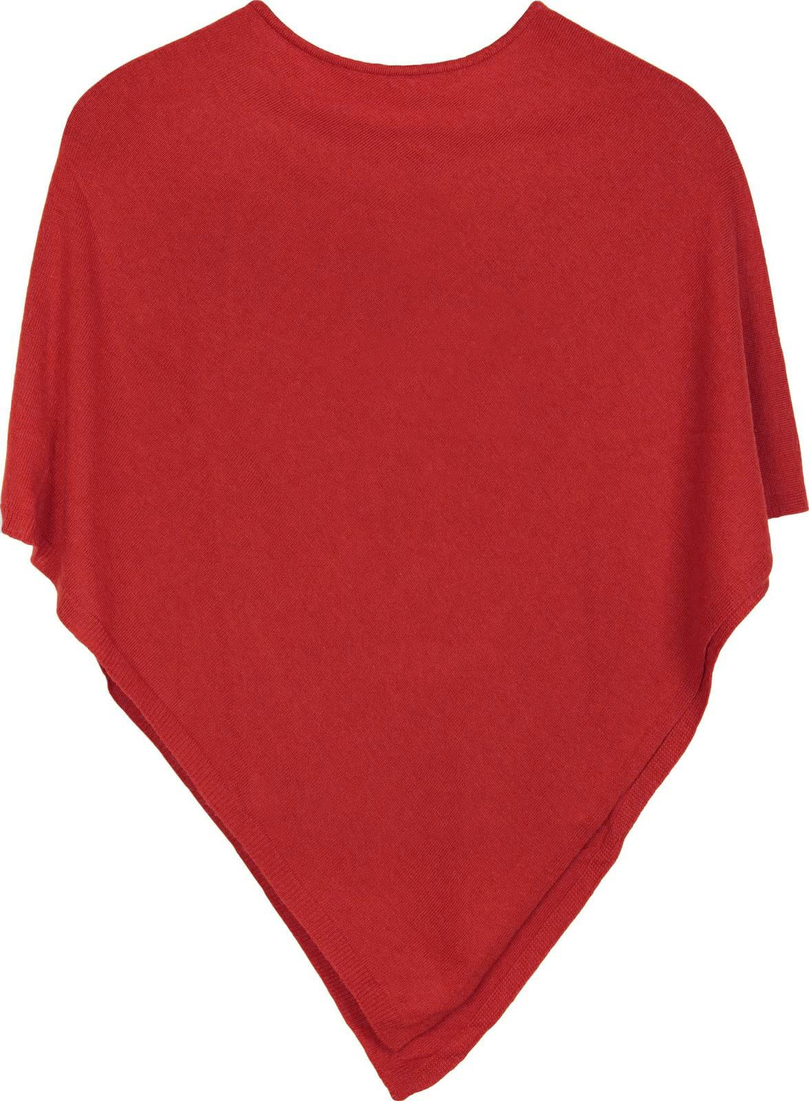 styleBREAKER soft fine knit poncho in plain, round-neck, ladies 08010042, Colour:Coral