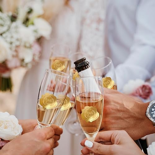 Miniatura 7 de 200 unidades de sellos de papel de aluminio dorados en relieve con sello de amor, calcomanías autoadhesivas para sobres, invitaciones de boda,