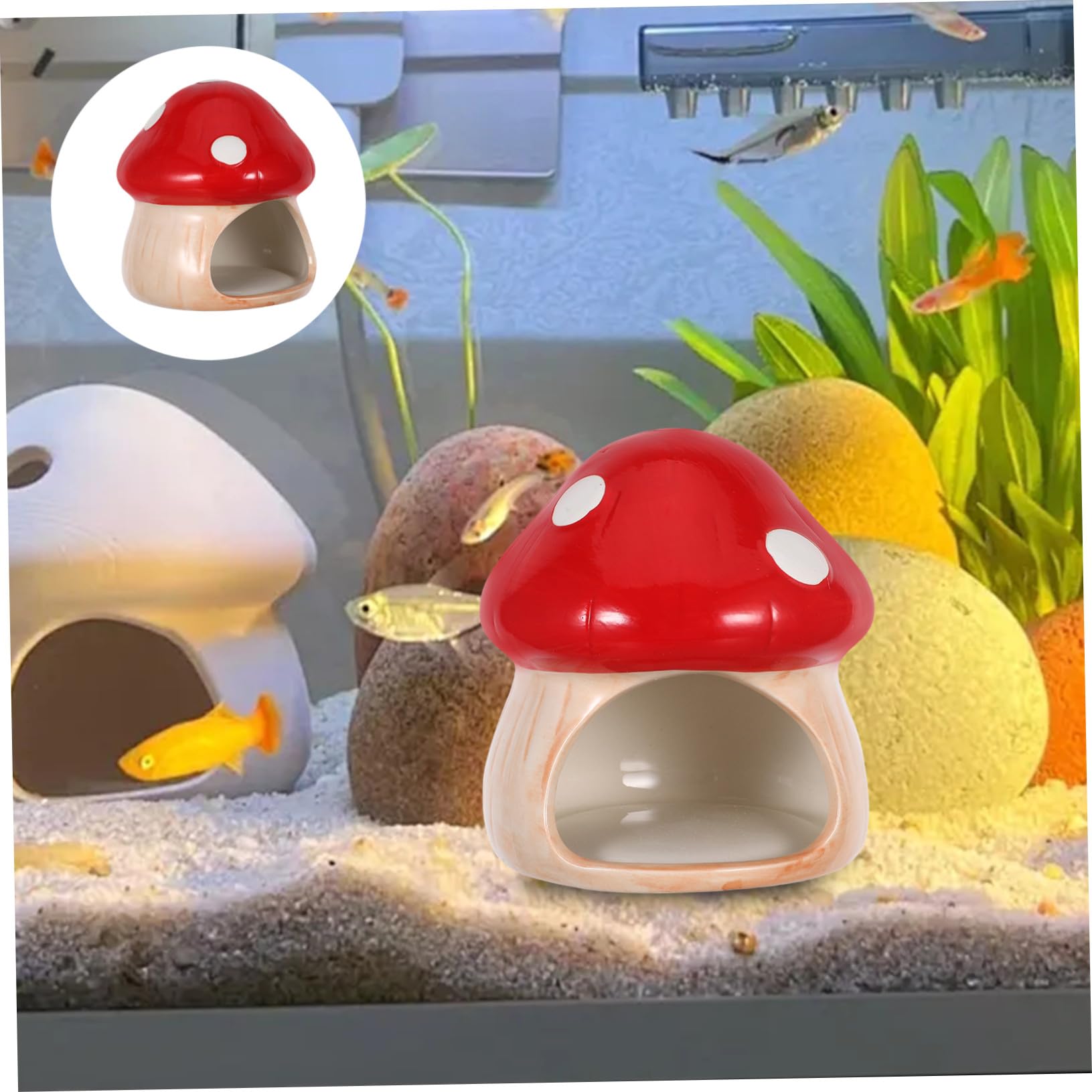 Fischversteck Aquarium Betta Versteck Keramik Pilzhaus Ornament Aquarium Garnelenversteck Fischtank Dekorationen Betta Höhle