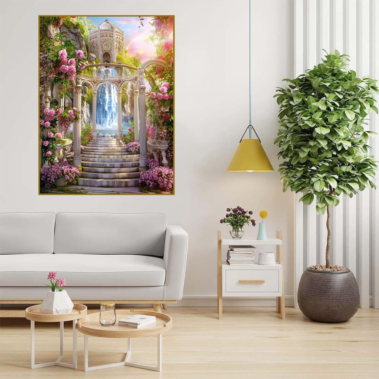 Diamentowe malowanie wodospad diamentowy obraz dla dorosłych fabryka haft diamentowy 70 x 100 cm, DIY malowanie diamentowe aktywność ręczna płótno ścieg krzyżykowy kryształowe obrazy do dekoracji