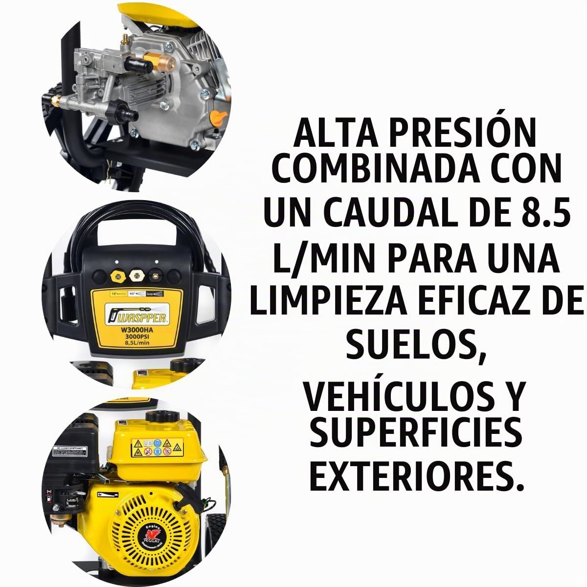 Lavadora a presión con Motor de Gasolina de 3000 PSI / 200 Bar, Limpiador portátil para automóviles y Patios W3000HA