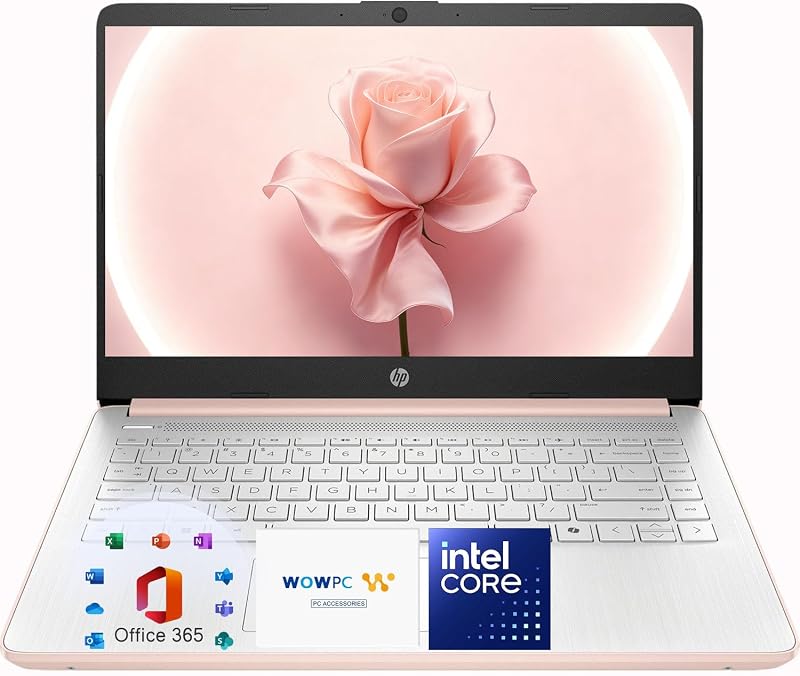 HP 14" Ultrabook Laptop with Copilot AI • Intel Processor • 4GB RAM • 64GB SSD • Microsoft 365 • Windows 11 • Thin & Portable Student Laptop for Everyday Use