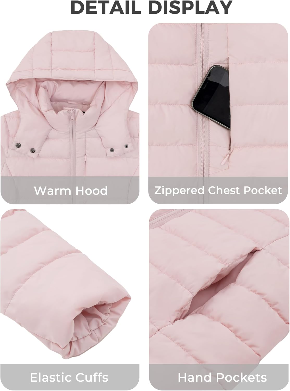 wantdo Women's Lightweight Warm Winter Coat Full-Zip Puffer Jacket with Hood - Image 7