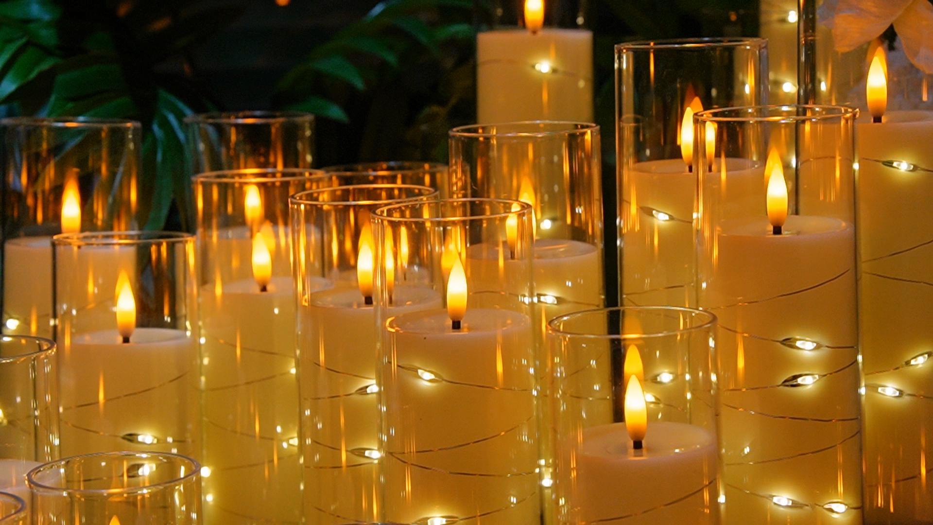Image of 24 Pcs LED Flameless Candles with Remote, 3D Flickering Flame & LED String Lights, Acrylic Clear Cylinder, Timer Function, Romantic Ambience for Home Decor, Party, Wedding (Ivory).