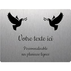 Chapa Con Huella Dactilar Mygoodprice Placa grabada para funerario, diseño de dos Colombes con remo autoadhesivo, 20 x 15 cm, 1 a 3 líneas de aluminio cepillado
