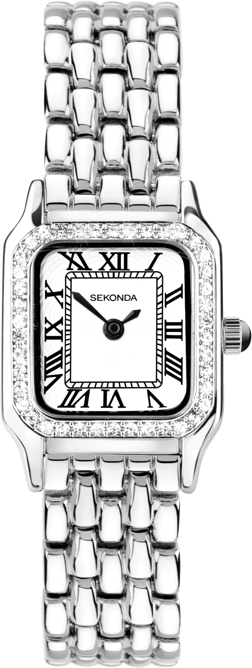 Monica Ladies 20mm Quartz Watch in White with Roman Numerals, Analogue Display and Alloy Strap