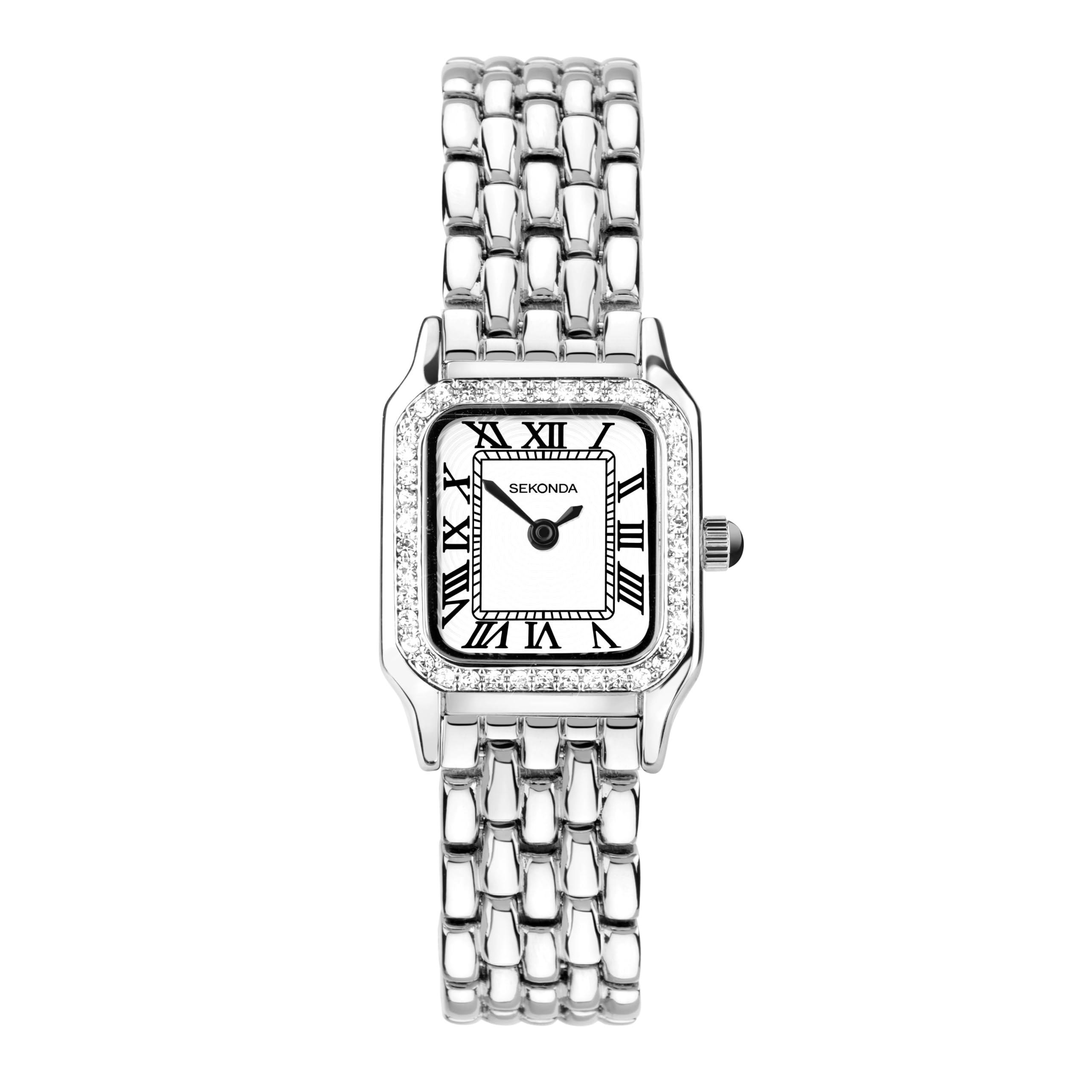 SekondaMonica Ladies 20mm Quartz Watch in White with Roman Numerals, Analogue Display and Alloy Strap