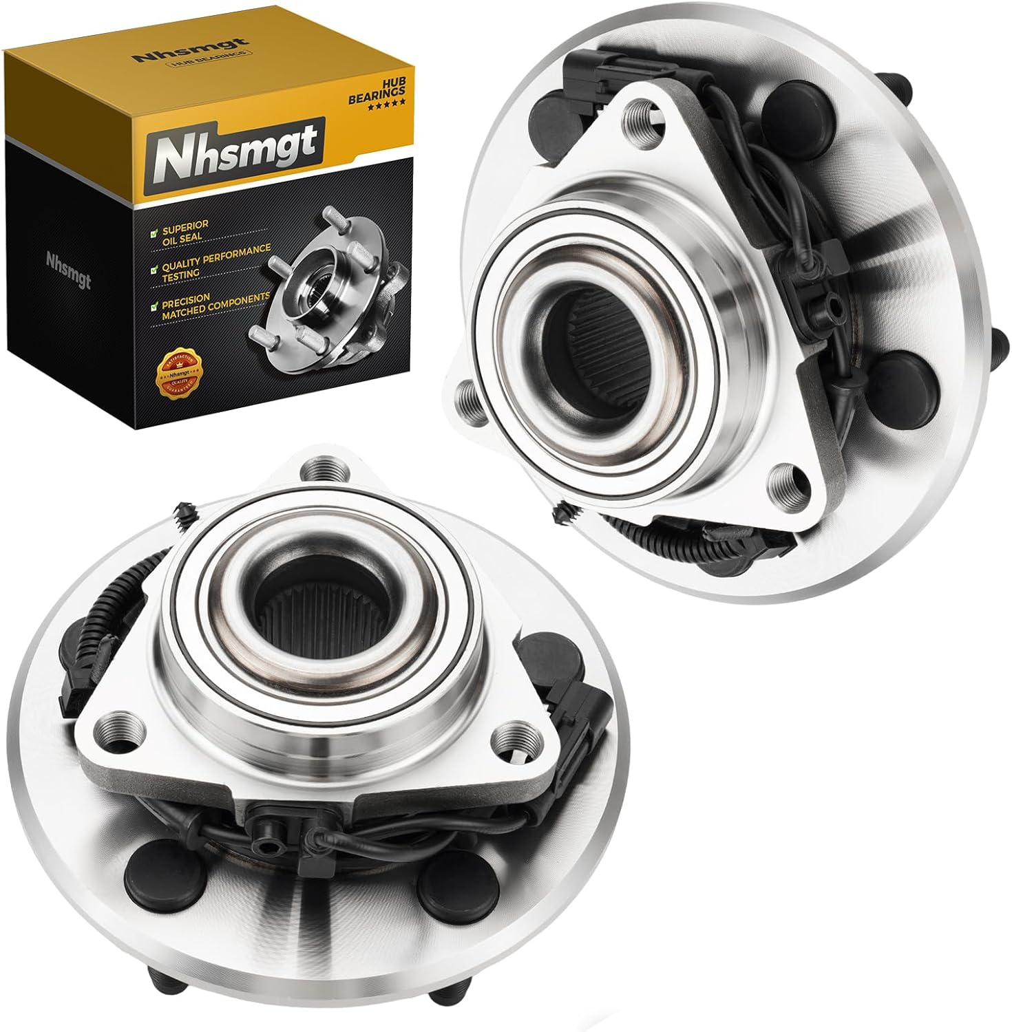 Pair 515151 Front Wheel Bearing and Hub Assembly Fit for Ram 1500 2012-2018, for Ram 1500 Classic 2019-2021, 5Lugs, with ABS, 2pcs