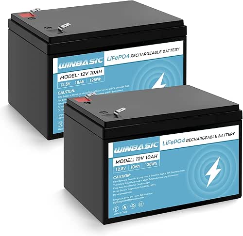 12V 10Ah Lithium LiFePO4 Deep Cycle Battery, 2000+ Cycles Rechargeable
