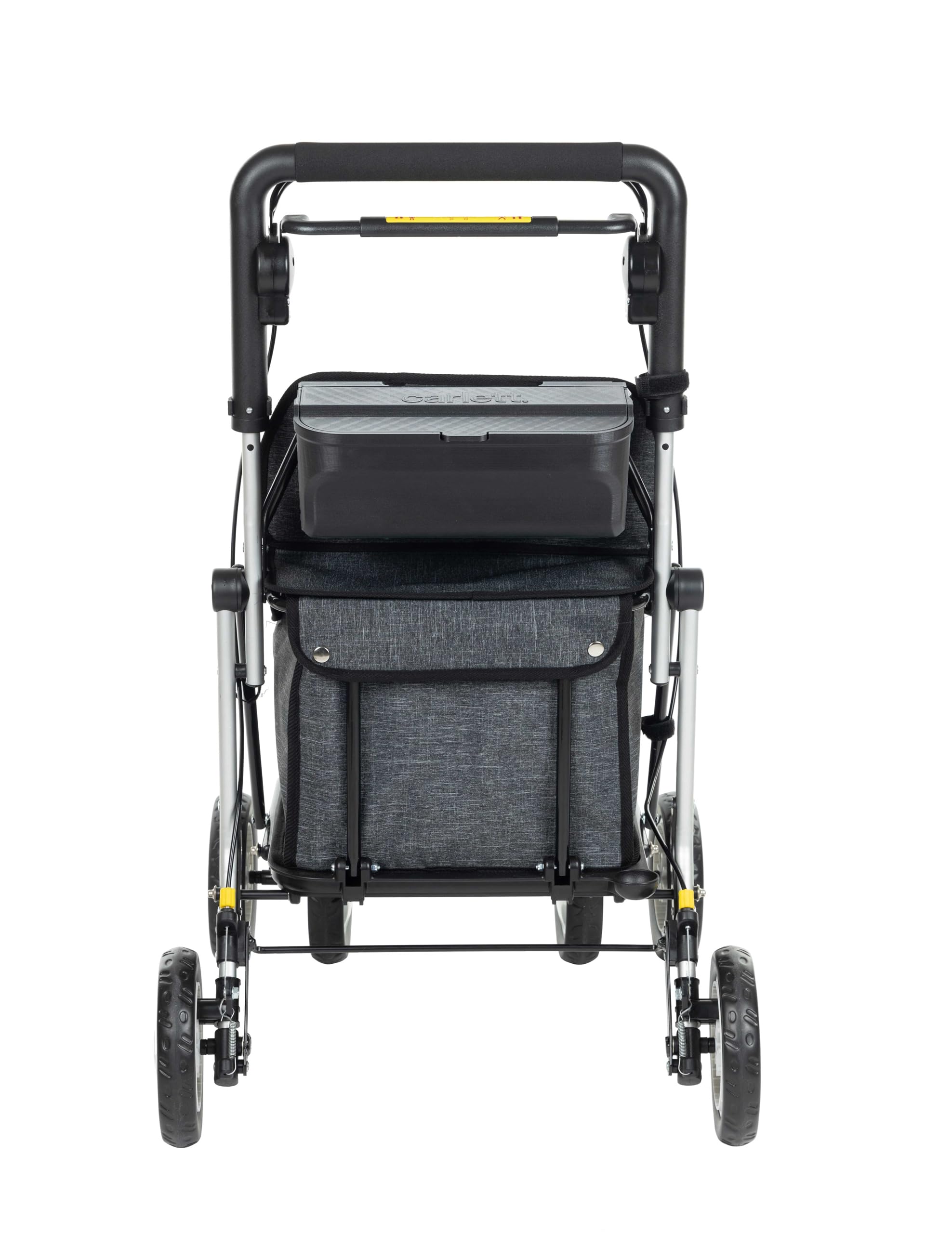 Carlett Deambulatore e Carrello con Sedile Integrato, Prodotto Medico Certificato UE, Manico Regolabile, Freno di Parcheggio e Ruote Regolabili a 3 Posizioni, Robusto, Comfort Assist, Grigio Scuro