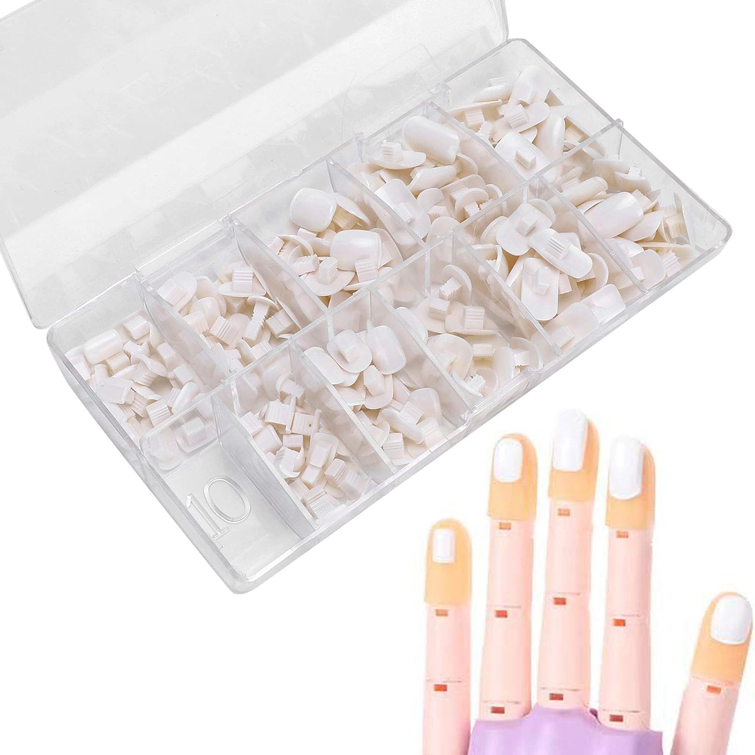 200pcs Refill Hand Nail Tips, Nail Pratice Training Hand Nail Tips for Acrylic Nails, Practice Training False Hand Nail Tip Novice DIY False Fake Nail Manicure Tool(White) : Beauty & Personal Care