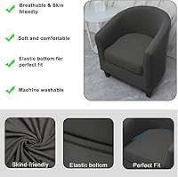 Vista 4 de WOMACO 2 fundas para silla de club, elásticas, estampadas, con barril redondo, giratorias, con funda de cojín, parte inferior elástica, protector