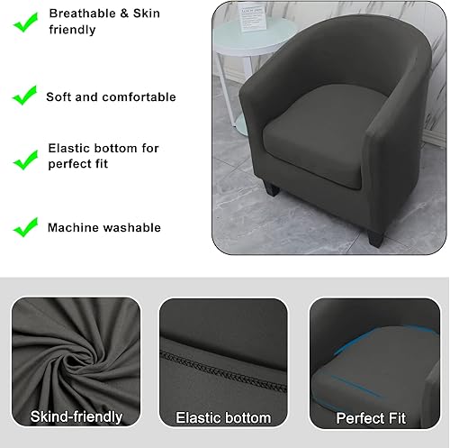 Miniatura 4 de WOMACO 2 fundas para silla de club, elásticas, estampadas, con barril redondo, giratorias, con funda de cojín, parte inferior elástica, protector de