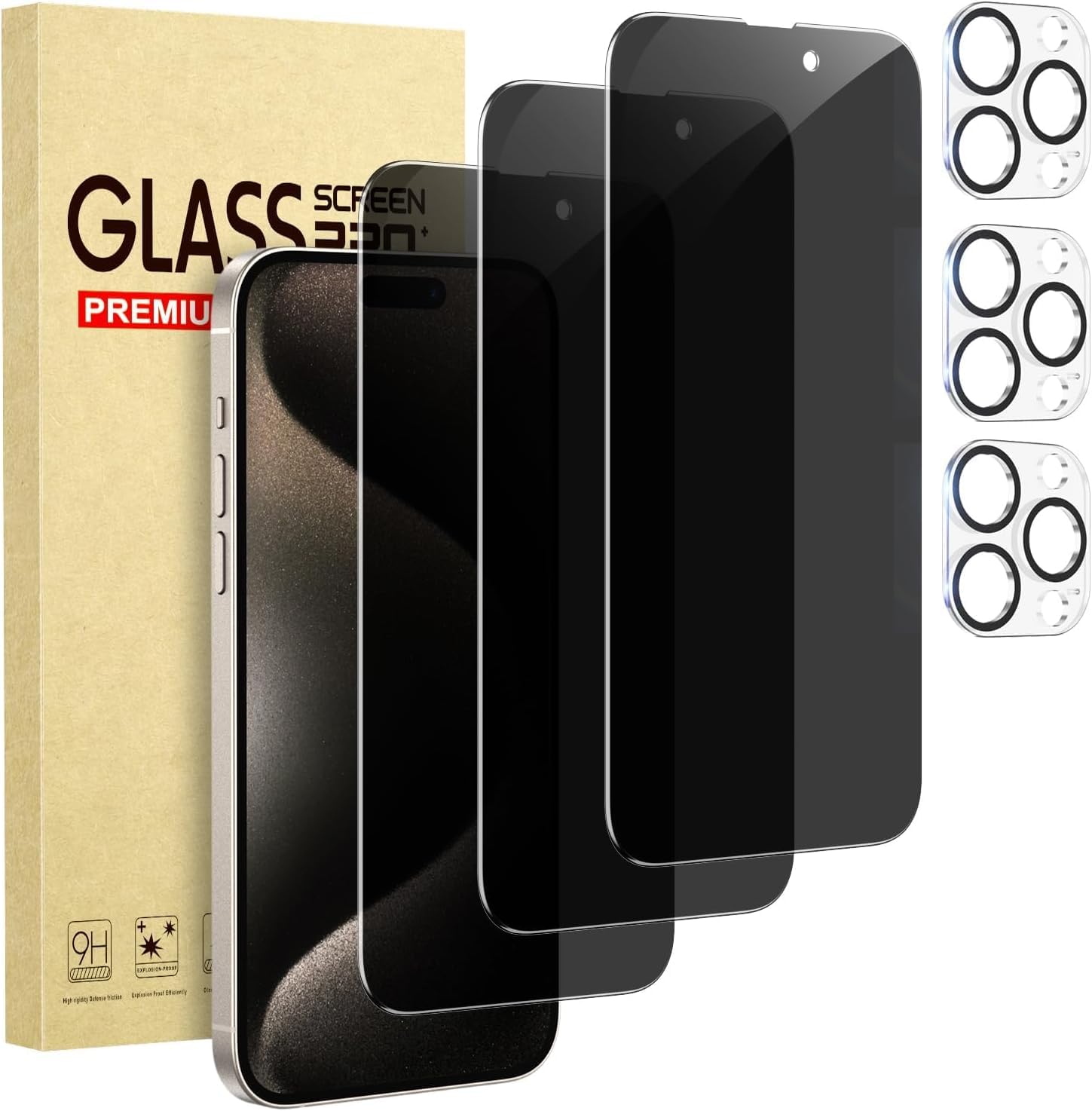 for iPhone15 Pro Max Privacy Screen Protector+Camera Lens Protector