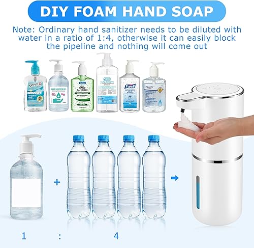 Miniatura 3 de Paquete de 2 dispensadores automáticos de jabón, dispensador de jabón espumoso automático sin contacto USB de 13.4 onzas, dispensador de jabón