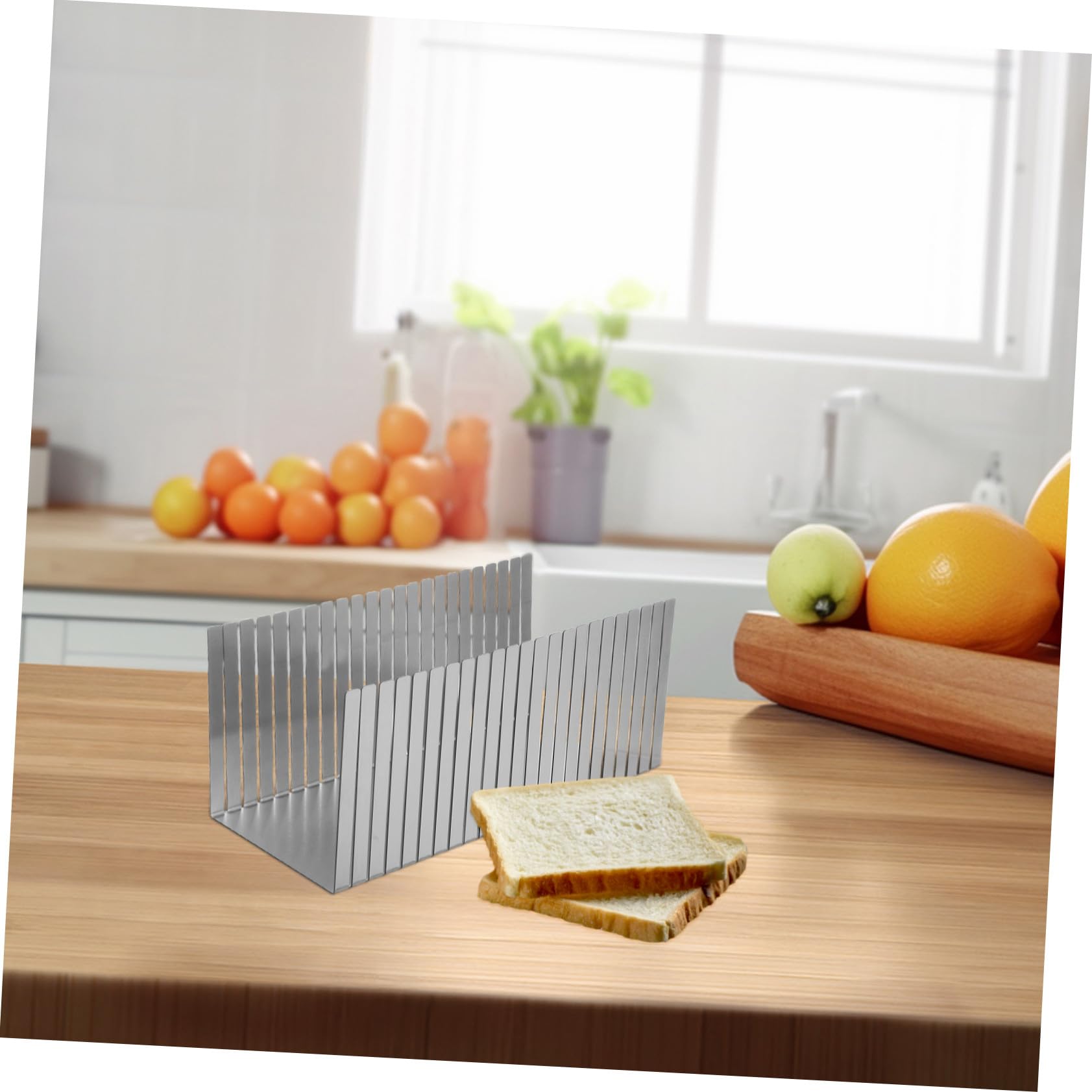 Zerodeko Rebanadora de Pan para Cortar Pasteles Ajustable de Acero Inoxidable con Diseño Compacto y Elegante y en Cocina y Repostería