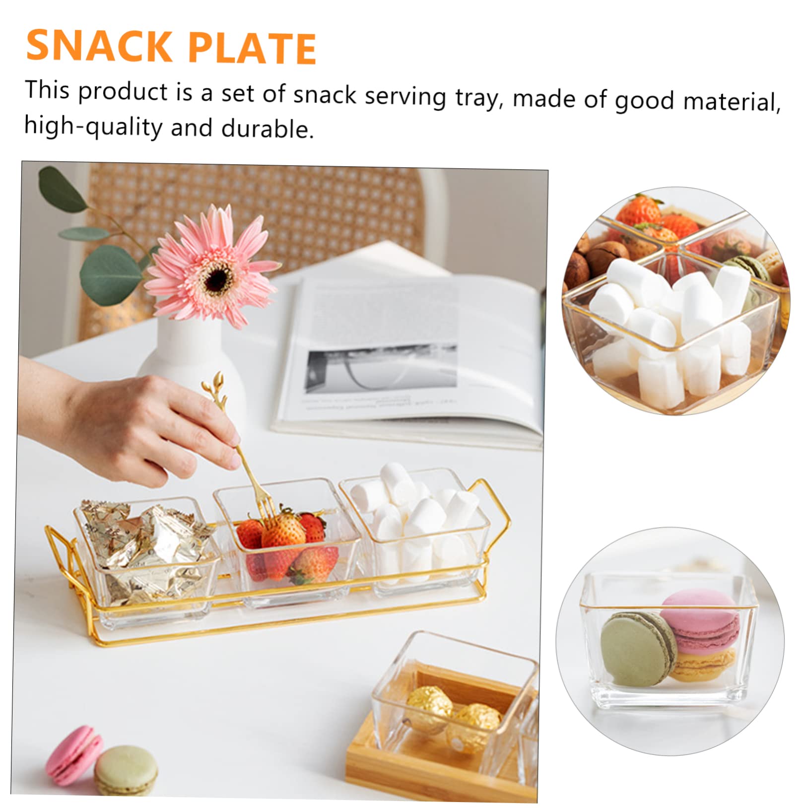CONGARTENO 1 Set Divided Fruit Plate Divided Sauce Dishes French Fry Cups Can Organizer for Fridge Canisters Biscuit Cookie Bandejas Para Comida Nut Fruit Tray Snack Storage Case Wrought Iron