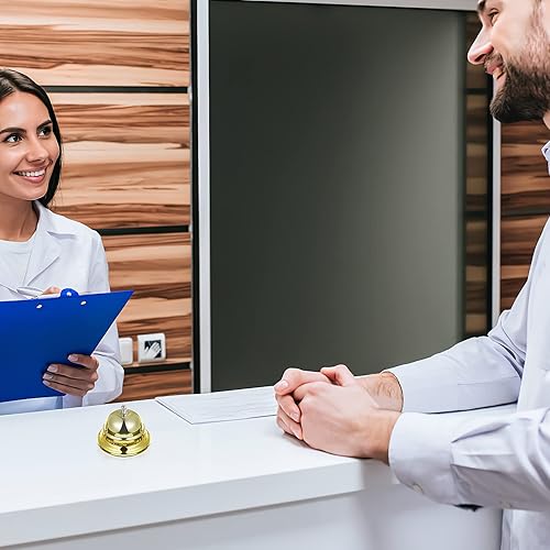 Miniatura 7 de TOYANDONA 1 campana de llamada dorada, campana de servicio de 3.35 pulgadas para llamar al servicio al cliente, campana de escritorio, juegos de