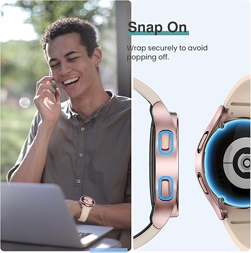 Miniatura 6 de Tensea Paquete de 4+4 para Samsung Galaxy Watch 5 2022 y 4 2021, protector de pantalla y funda de 1.732 pulgadas, película protectora de vidrio