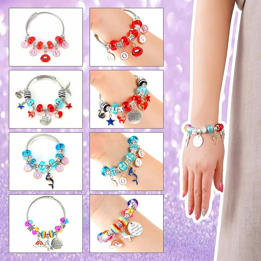 150Pcs Charm Bracelet Making Kit Girls Beads For Jewelry Making