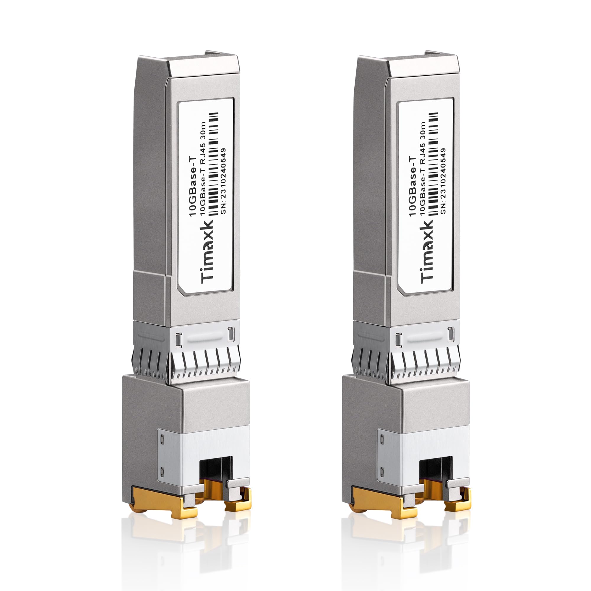 Timaxk Lot de 2 émetteurs-récepteurs SFP+ 10GBase-T SFP+ vers RJ-45, module Ethernet en cuivre SFP+ 10 Gbe, jusqu'à 30 mètres, compatible avec Cisco, Ubiquiti, Mikrotik, D-Link, Netgear, Qnap, Linksys