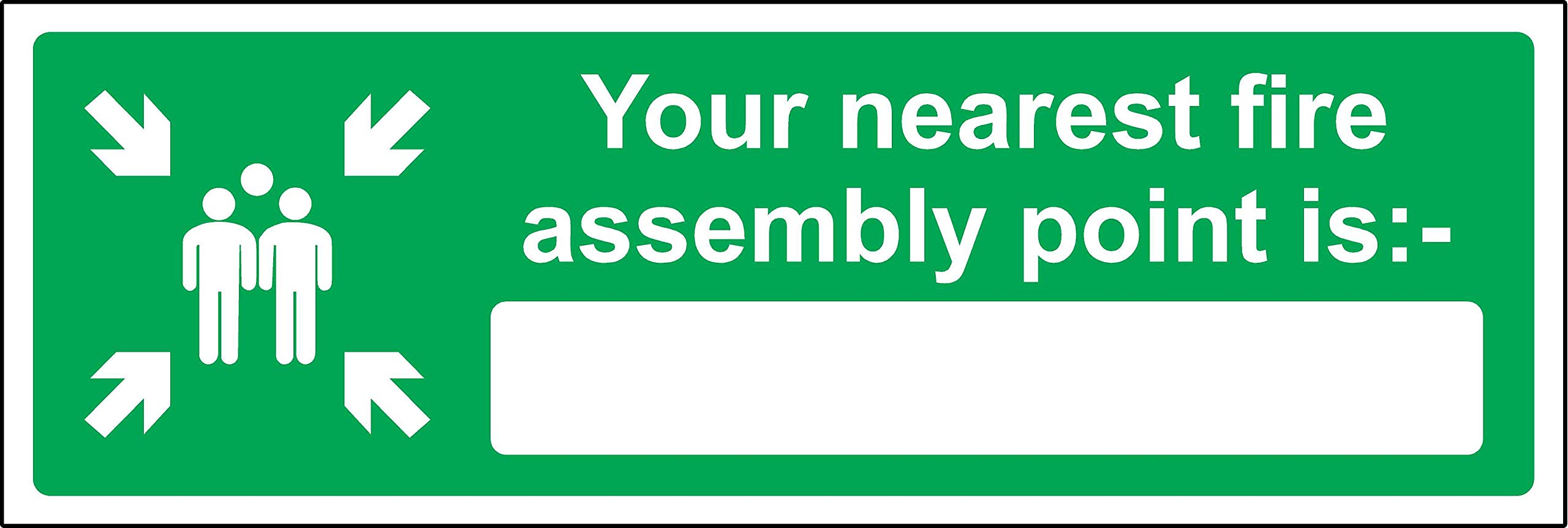 Your nearest fire assembly point is Safety sign - 1.2mm Rigid plastic 300mm x 100mm