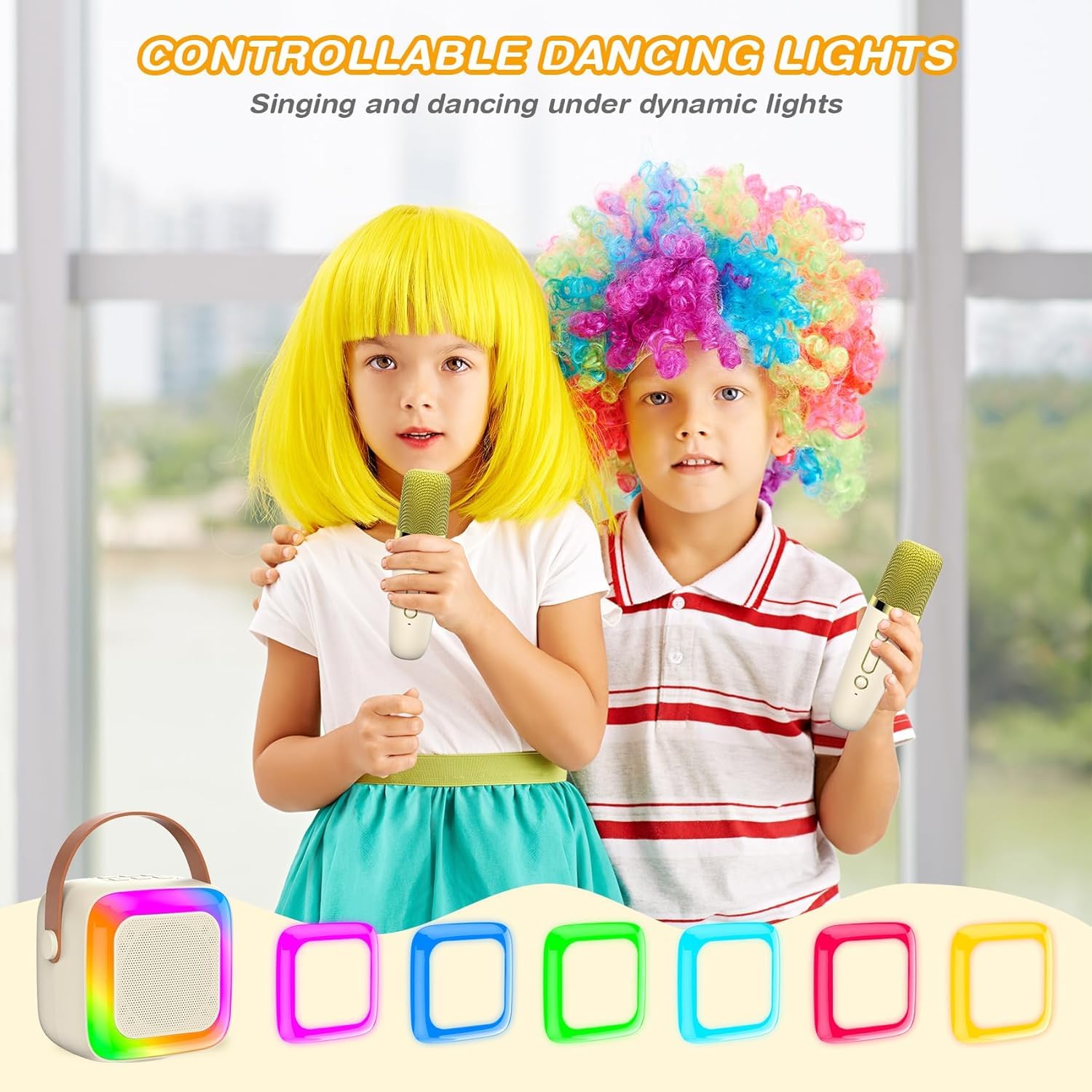 SUPERSTUD Karaoke Machine for Kids || Portable Bluetooth Wireless Speaker with Wireless Mic || Birthday Gifts for Girls & Boys || Speaker for Kids with Mic (Multicolor) - 1Mic only - Image 3 thumbnail