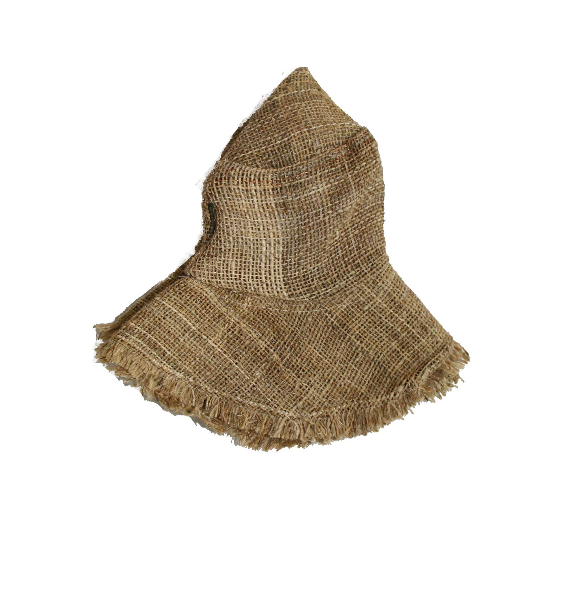 Hemp Sun Hat Wired Wide Brim Farmers hat with Frayed Edges, Raw Hemp Natural Straw Summer Hippie hat