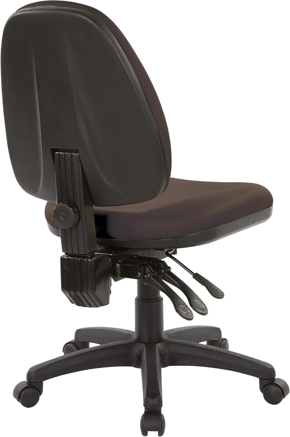 Office Star Ergonomic Dual Function Office Task Chair with Adjustable Padded Back and Built-in Lumbar Support, Armless, Dillon Java Fabric