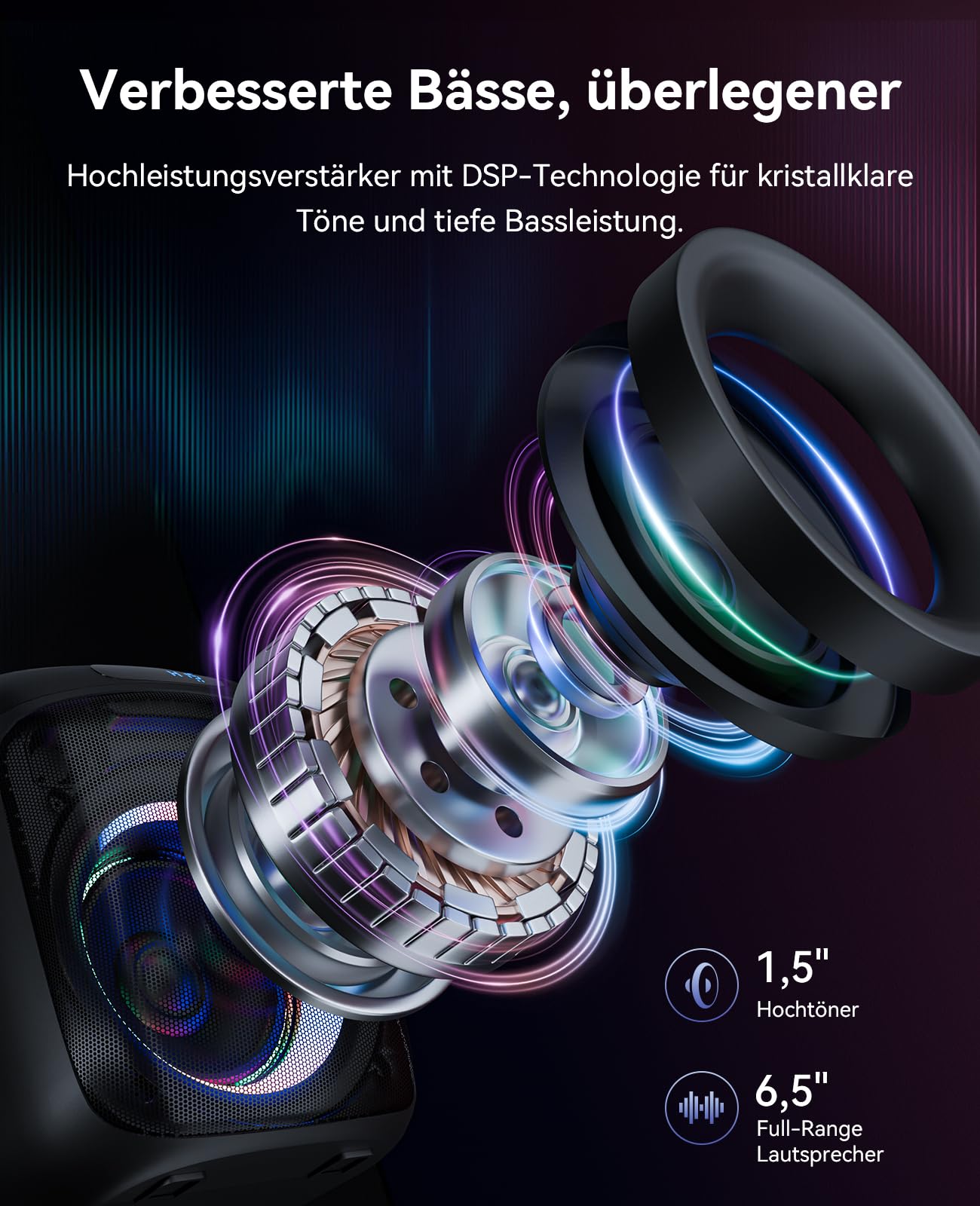 GKS60 Karaoke-Maschine Erwachsene, Bluetooth-Partylautsprecher, 2 Mikrofone