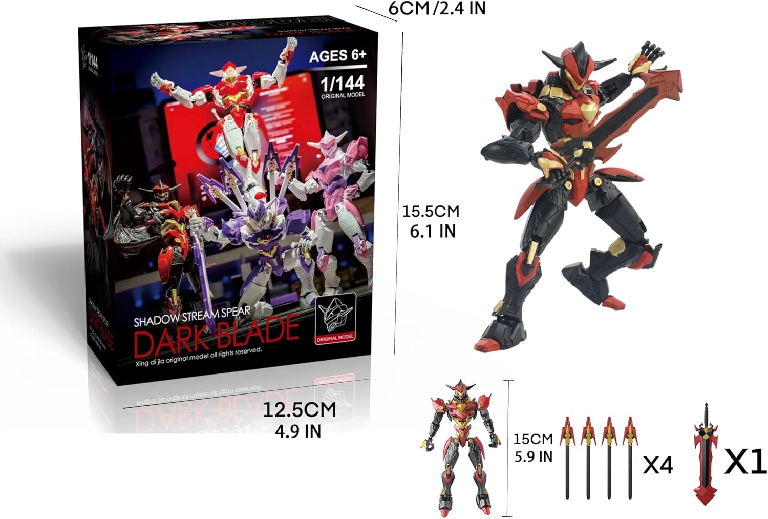 Demon Mecha Robot Action Figure, Multi-Jointed Movable Dummy T13 Articulated Cool Samurai Figure, Fantasy Demon Display Model (Assembly Required) (A-Dark Blade)